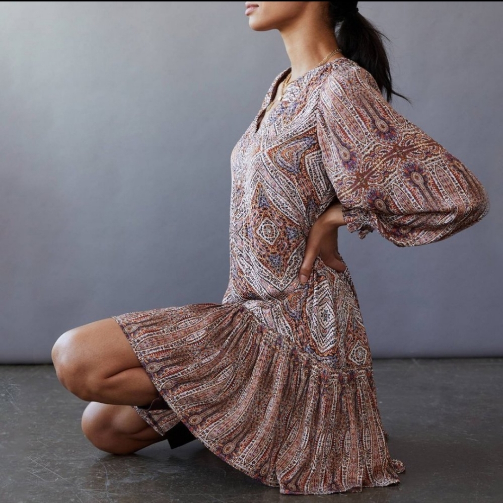 Anthropologie SABIA FLOUNCED TUNIC DRESS — Size XL — Flowy summer dress